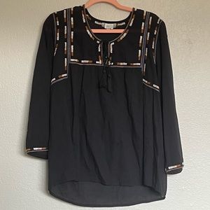World Market Boho Embroidered 100% Cotton Top